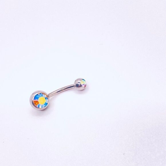 Belly Ring CZ Aurora Borealis - Picture 2 of 2